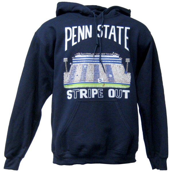 navy hooded sweatshirt with Penn State Stripe Out stadium art